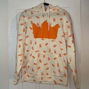 Burger King Hoodie MEDIUM Coca Cola Orange AOP Sweatshirt Crown Unisex